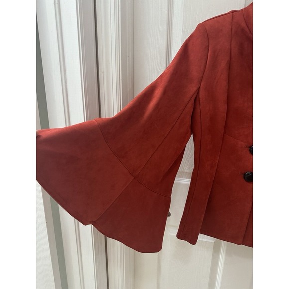 VTG Design Today's Rust Colored Jacket Blazer Womens M Techno Suede Big Button - Picture 2 of 6